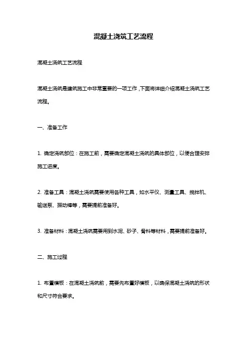 混凝土浇筑工艺流程