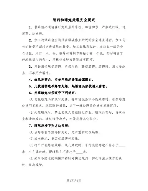装药和瞎炮处理安全规定(3篇)