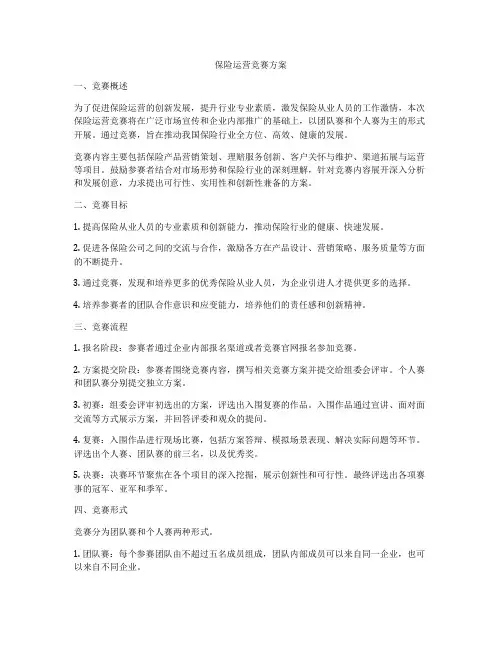 保险运营竞赛方案