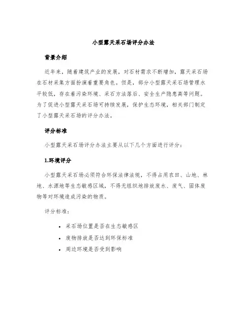 小型露天采石场评分办法