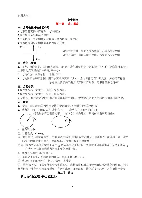 完整word版-高中物理笔记(人教版){最新-最全}