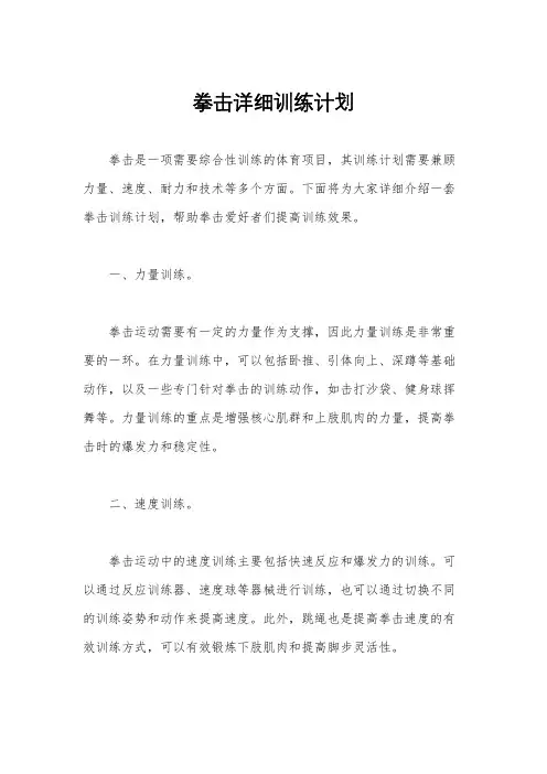 拳击详细训练计划