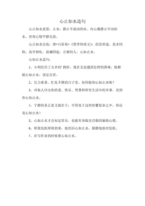 心止如水造句