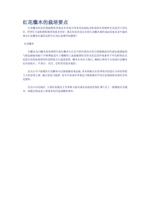 红花檵木的栽培要点