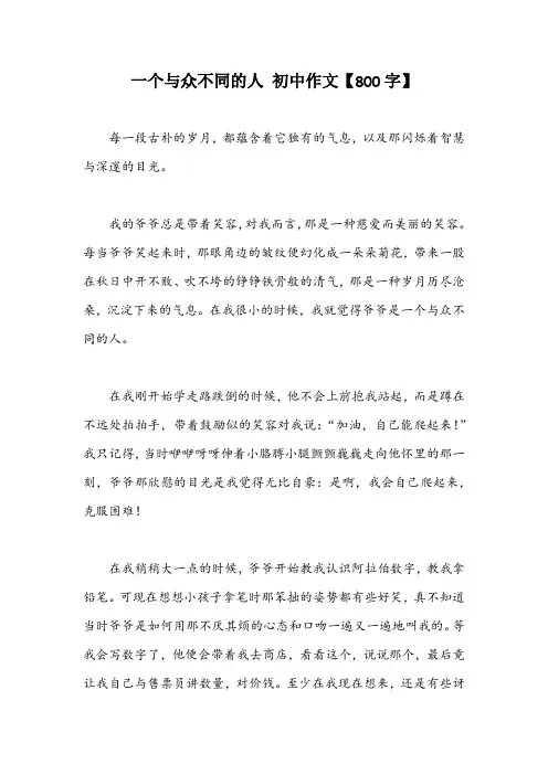 一个与众不同的人 初中作文【800字】