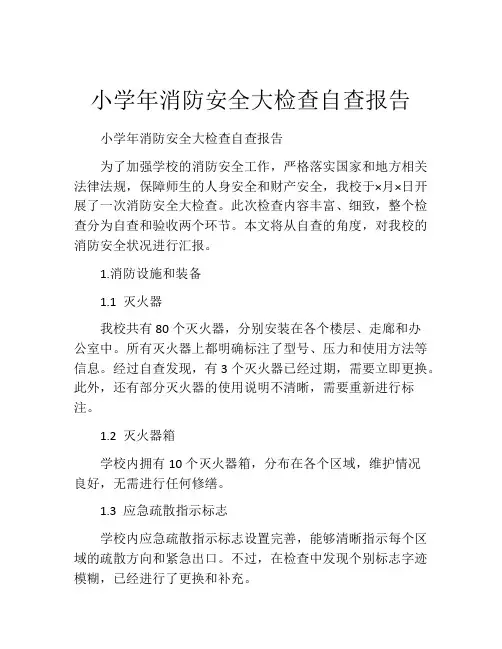 小学年消防安全大检查自查报告