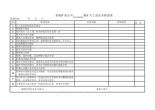 火工品检查表