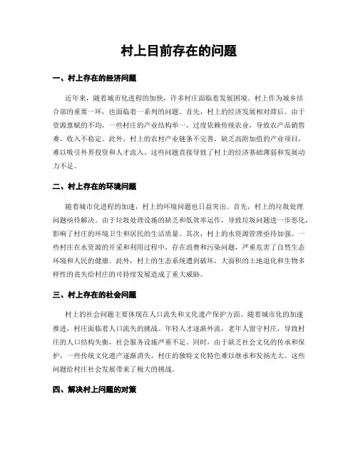 村上目前存在的问题
