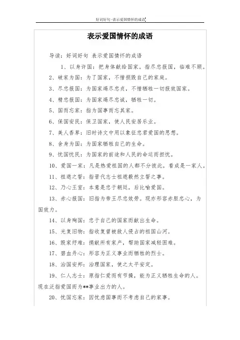 表示爱国情怀的成语