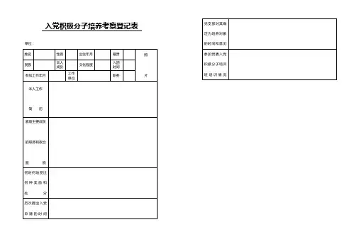 入党积极分子培养考察登记表