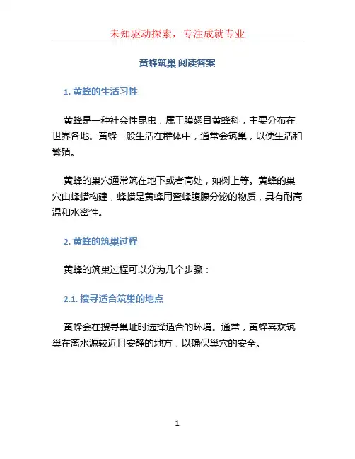 黄蜂筑巢 阅读答案 (2)