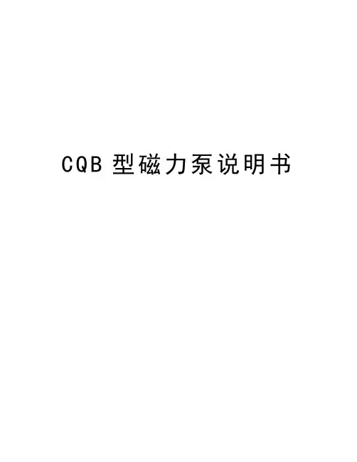最新CQB型磁力泵说明书汇总