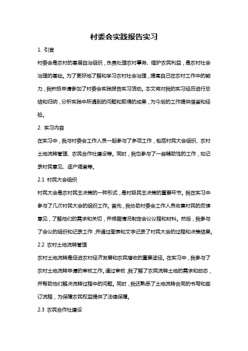 村委会实践报告实习