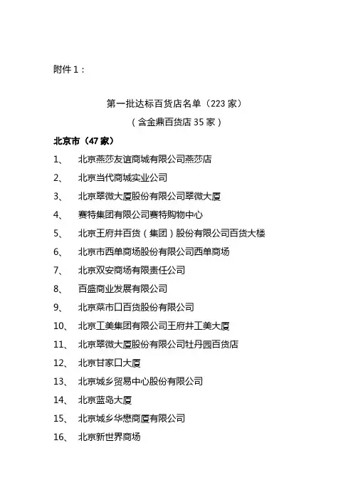 全国百货名单