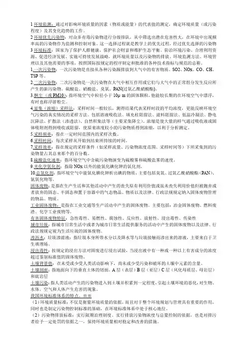 农科类环境监测重点简单汇总