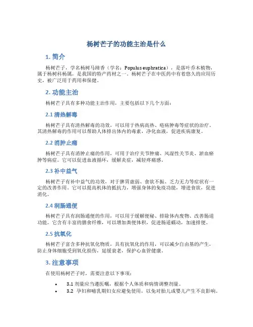杨树芒子的功能主治是什么