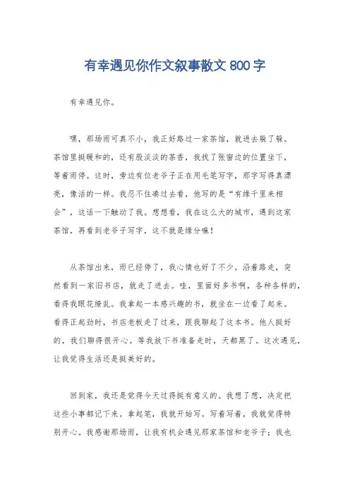 有幸遇见你作文叙事散文800字