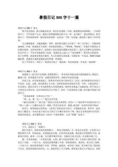 暑假日记300字大全11篇可抄