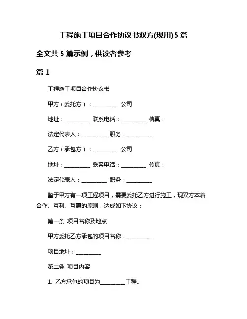 工程施工项目合作协议书双方(现用)5篇