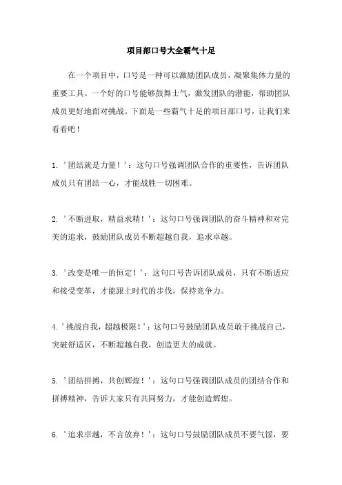 项目部口号大全霸气十足