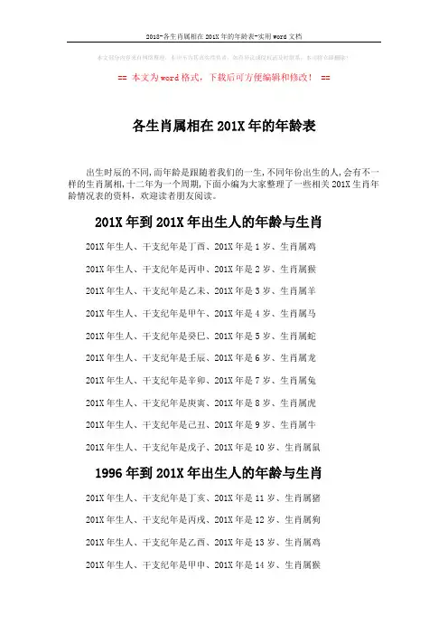 2018-各生肖属相在201X年的年龄表-实用word文档 (4页)