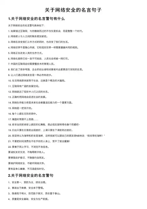 关于网络安全的名言句子