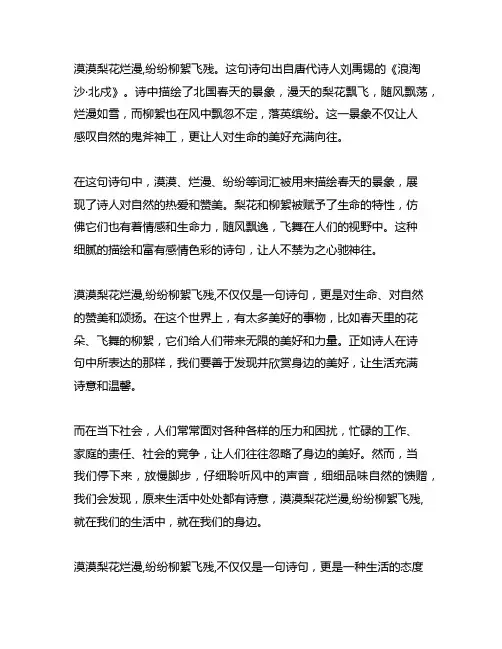 漠漠梨花烂漫,纷纷柳絮飞残的意思