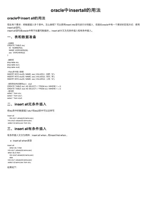 oracle中insertall的用法