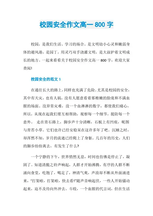 校园安全作文高一800字