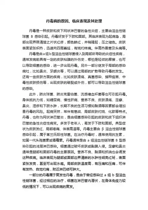 丹毒病的原因、临床表现及其处理