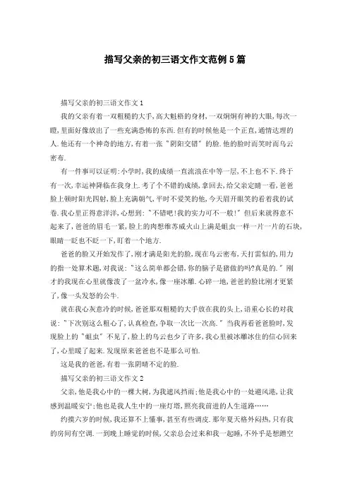 描写父亲的初三语文作文范例5篇