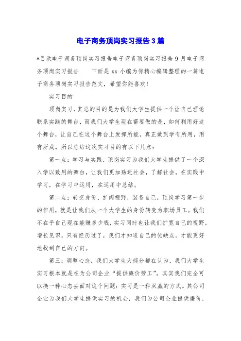 电子商务顶岗实习报告3篇