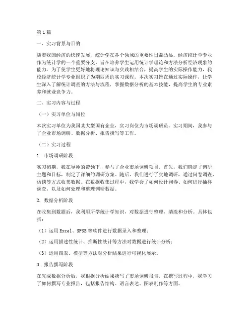 经济统计学专业实习课报告(3篇)