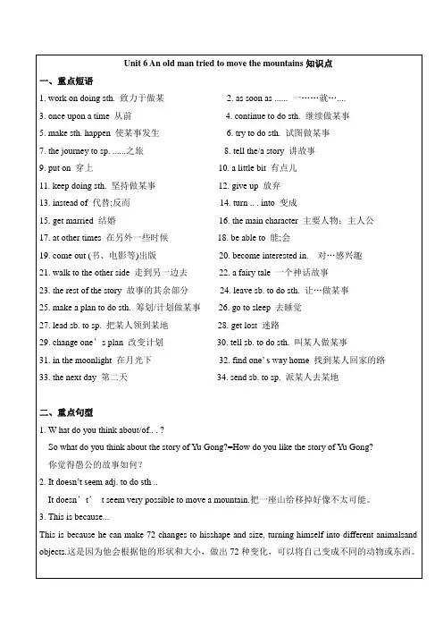 八年级下册Unit6-10各单元知识点
