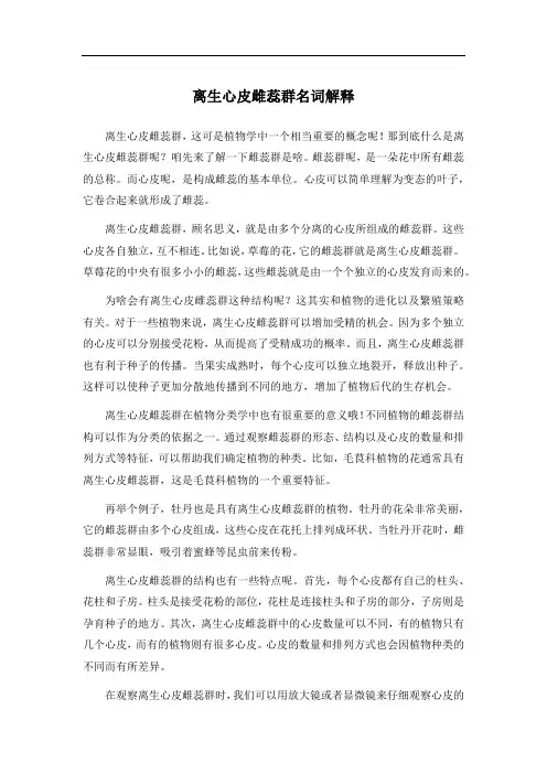 离生心皮雌蕊群名词解释