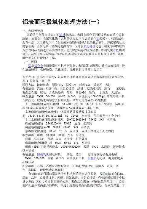 铝表面阳极氧化处理方法