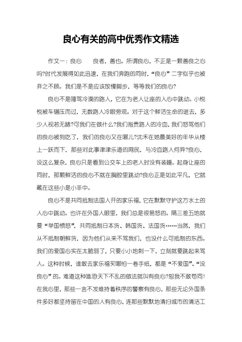 良心有关的高中优秀作文精选