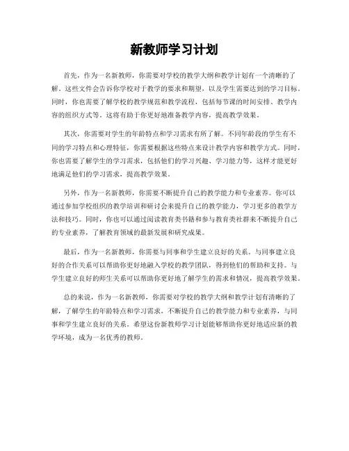 新教师学习计划