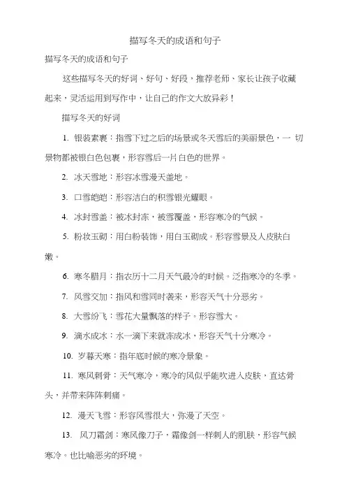 描写冬天的成语和句子