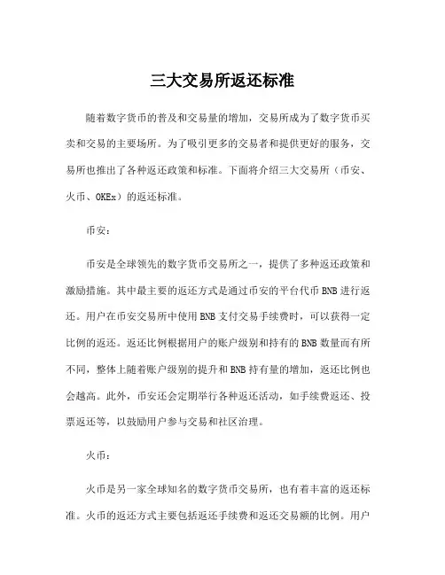 三大交易所返还标准