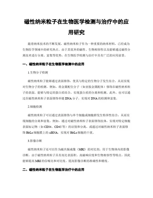 磁性纳米粒子在生物医学检测与治疗中的应用研究