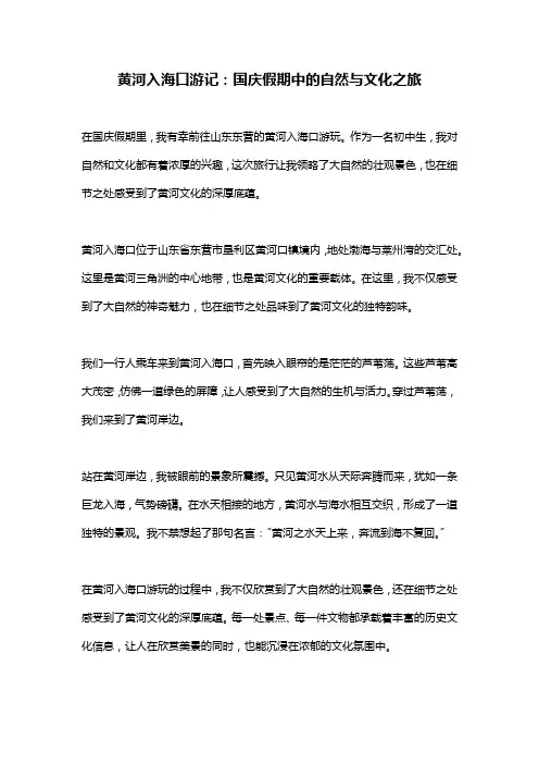 黄河入海口游记：国庆假期中的自然与文化之旅