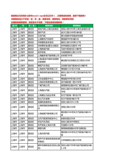 2020新版上海市上海市嘉定区汽车配件工商企业公司商家名录名单联系电话号码地址大全523家