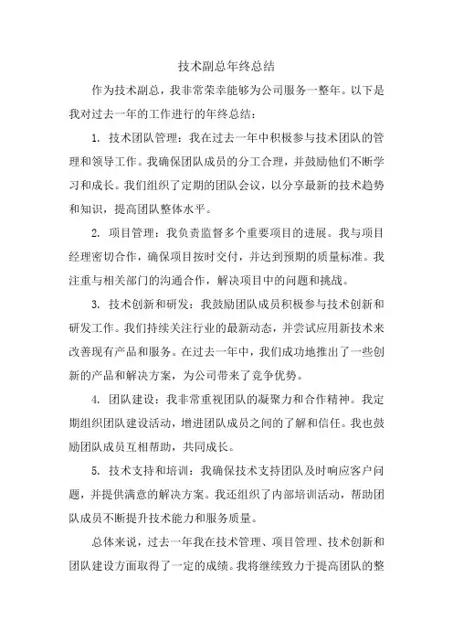 技术副总年终总结