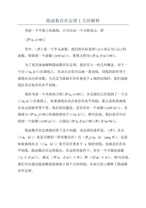 隐函数存在定理1几何解释