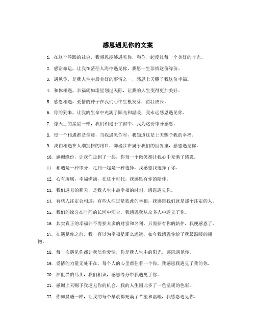 感恩遇见你的文案
