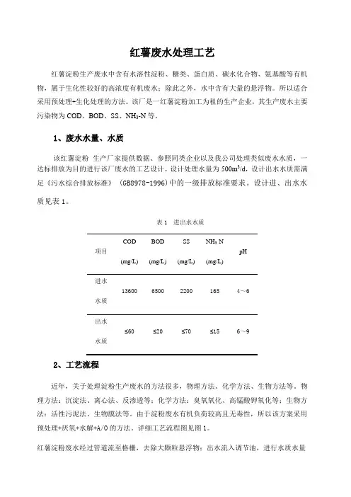 红薯淀粉废水处理方案