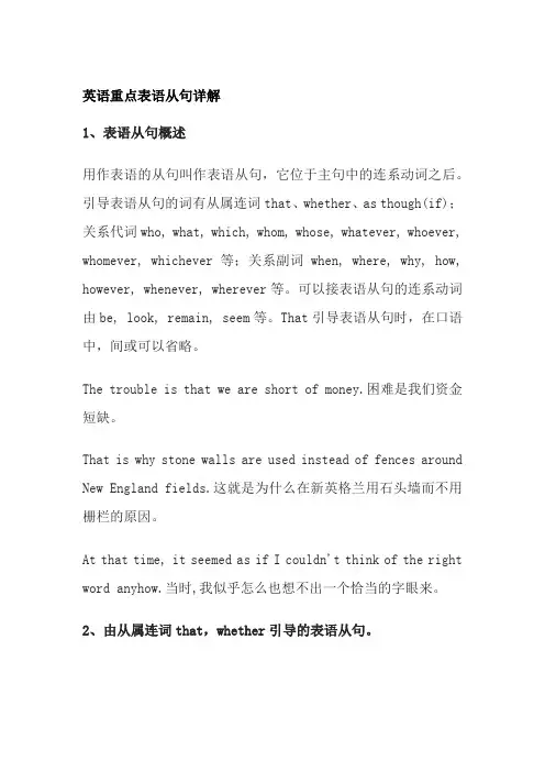 英语重点表语从句详解