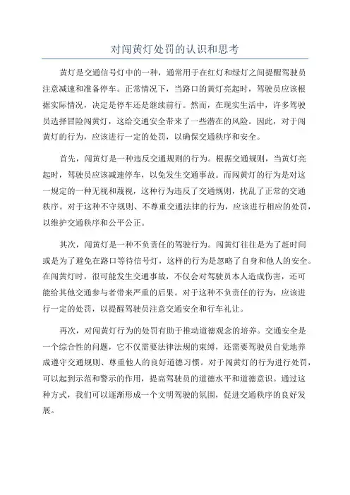 对闯黄灯处罚的认识和思考