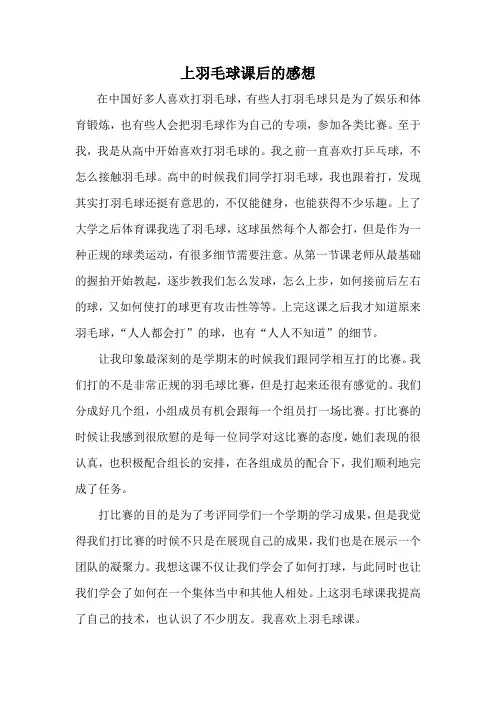 体育期末论文论文 (羽毛球)